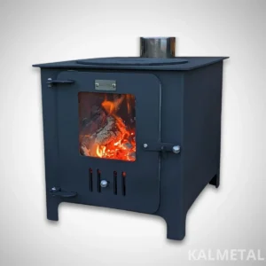 Stufa - caminetto 8kW con chamotte e cerchi di riduzione